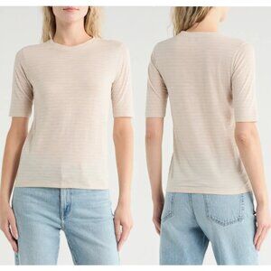 NWT New $168 Vince Essential Elbow Length Sleeve Pima Cotton T-Shirt Size XS